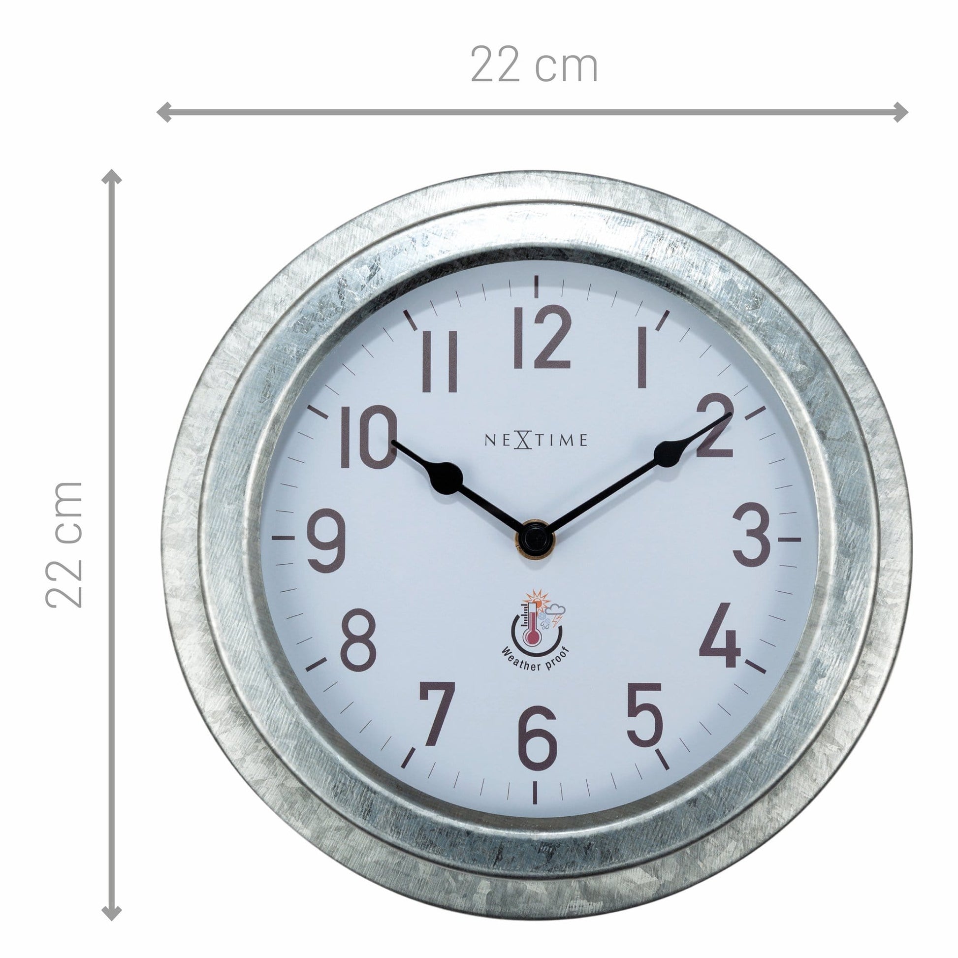 Weatherproof Outdoor Wall Clock - 22cm - Metal - Galvanized  Poppy - Wevelnit