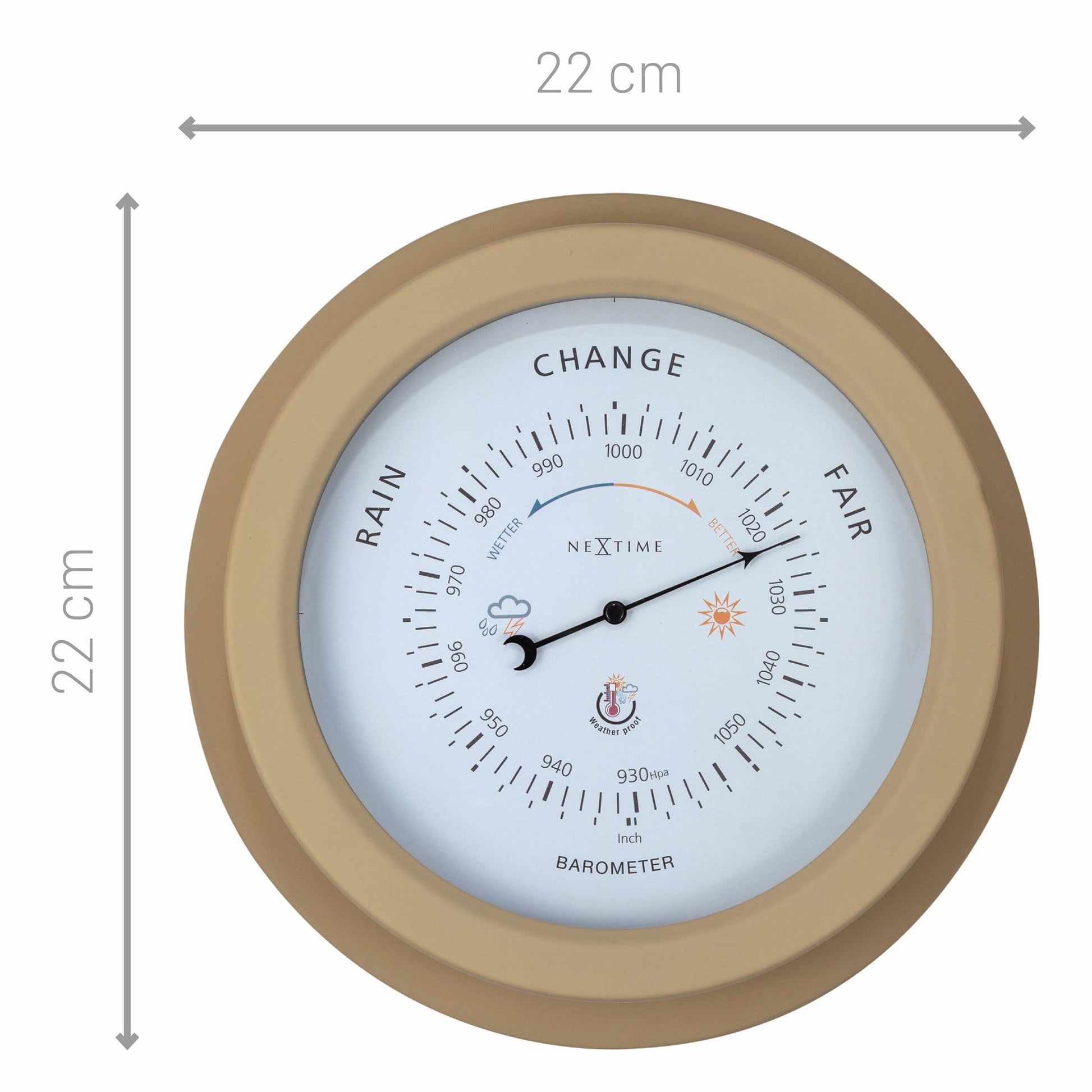Weatherproof Barometer - 22cm - Metal - Galvanized  Orchid - Wevelnit