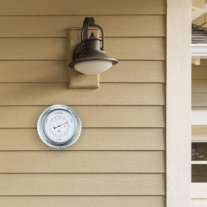 Weatherproof Barometer - 22cm - Metal - Galvanized  Orchid - Wevelnit