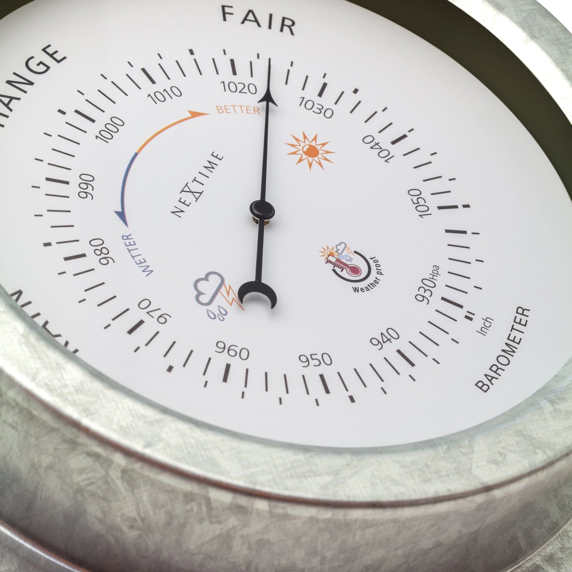 Weatherproof Barometer - 22cm - Metal - Galvanized  Orchid - Wevelnit