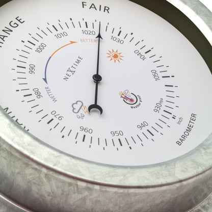 Weatherproof Barometer - 22cm - Metal - Galvanized  Orchid - Wevelnit