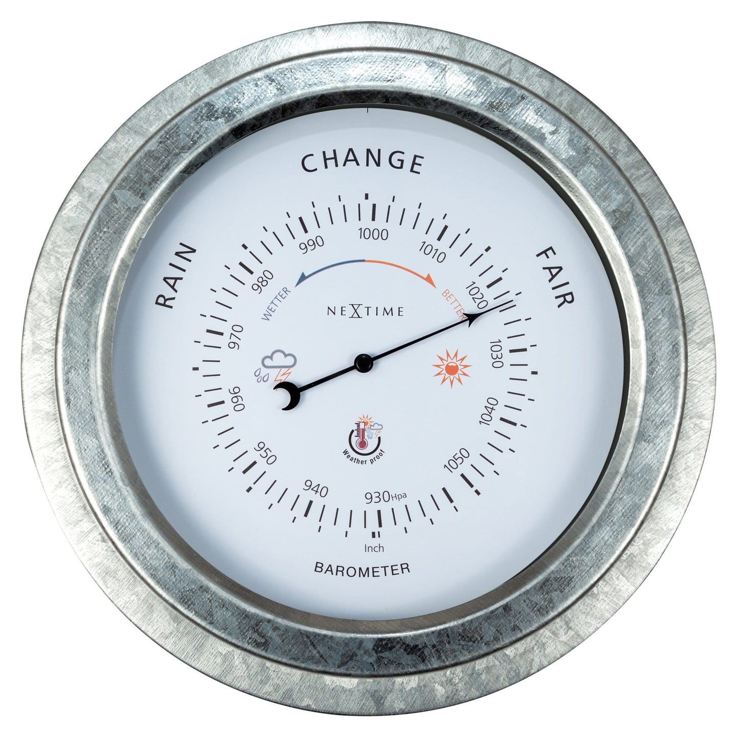 Weatherproof Barometer - 22cm - Metal - Galvanized  Orchid - Wevelnit