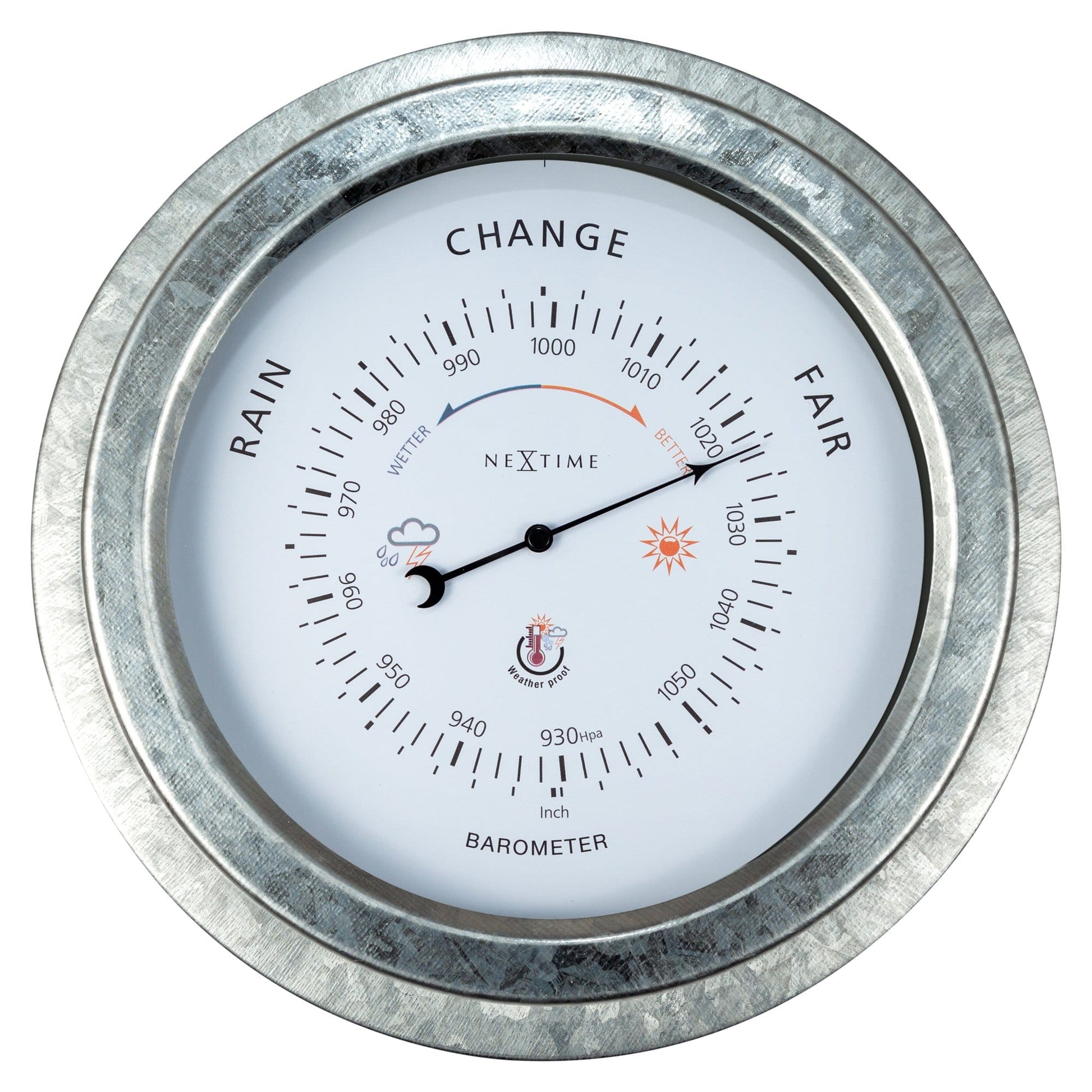 Weatherproof Barometer - 22cm - Metal - Galvanized  Orchid - Wevelnit