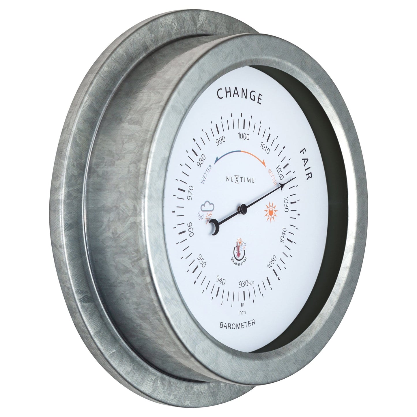 Weatherproof Barometer - 22cm - Metal - Galvanized  Orchid - Wevelnit