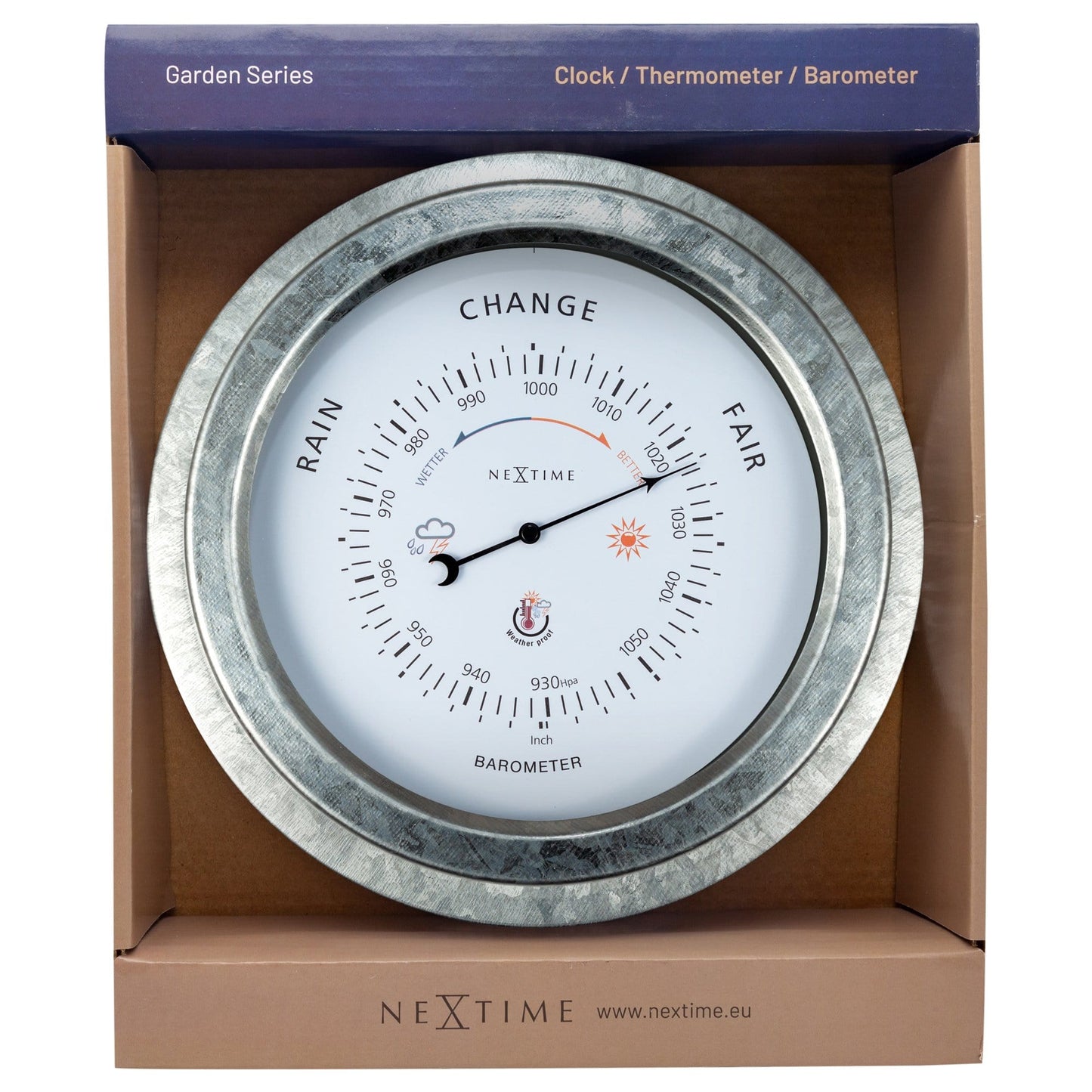 Weatherproof Barometer - 22cm - Metal - Galvanized  Orchid - Wevelnit
