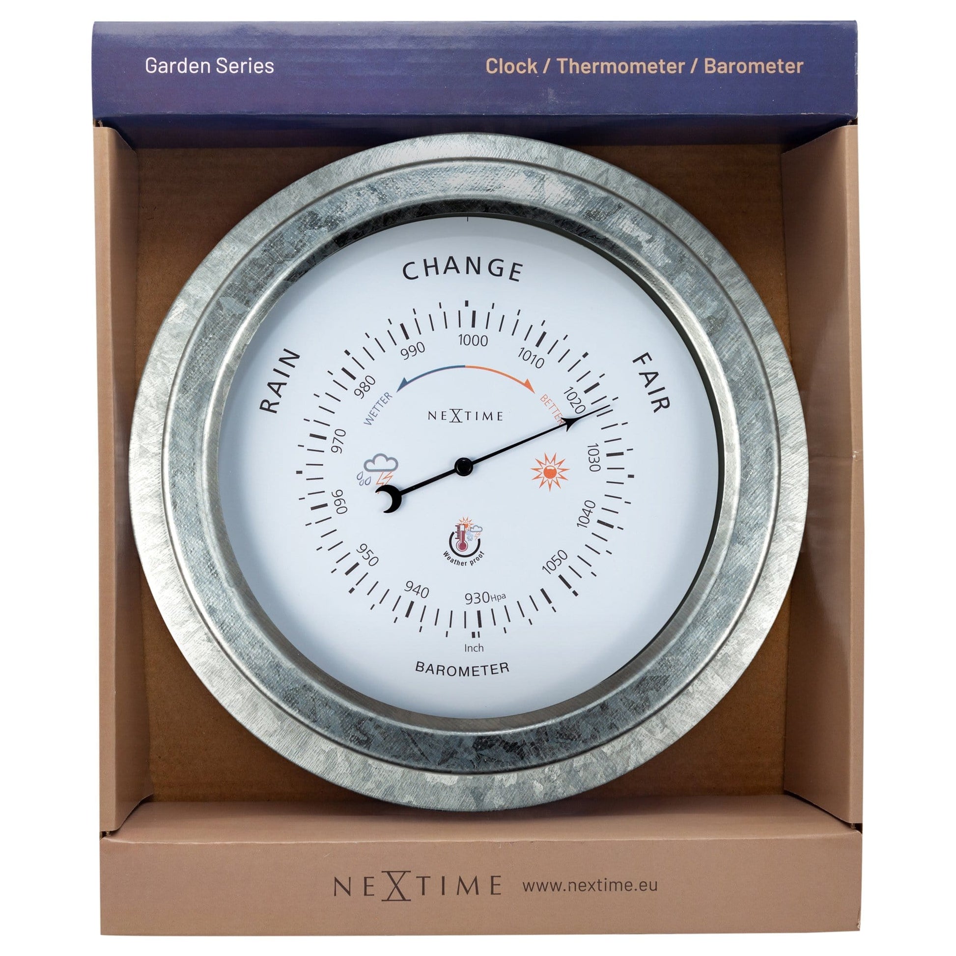 Weatherproof Barometer - 22cm - Metal - Galvanized  Orchid - Wevelnit