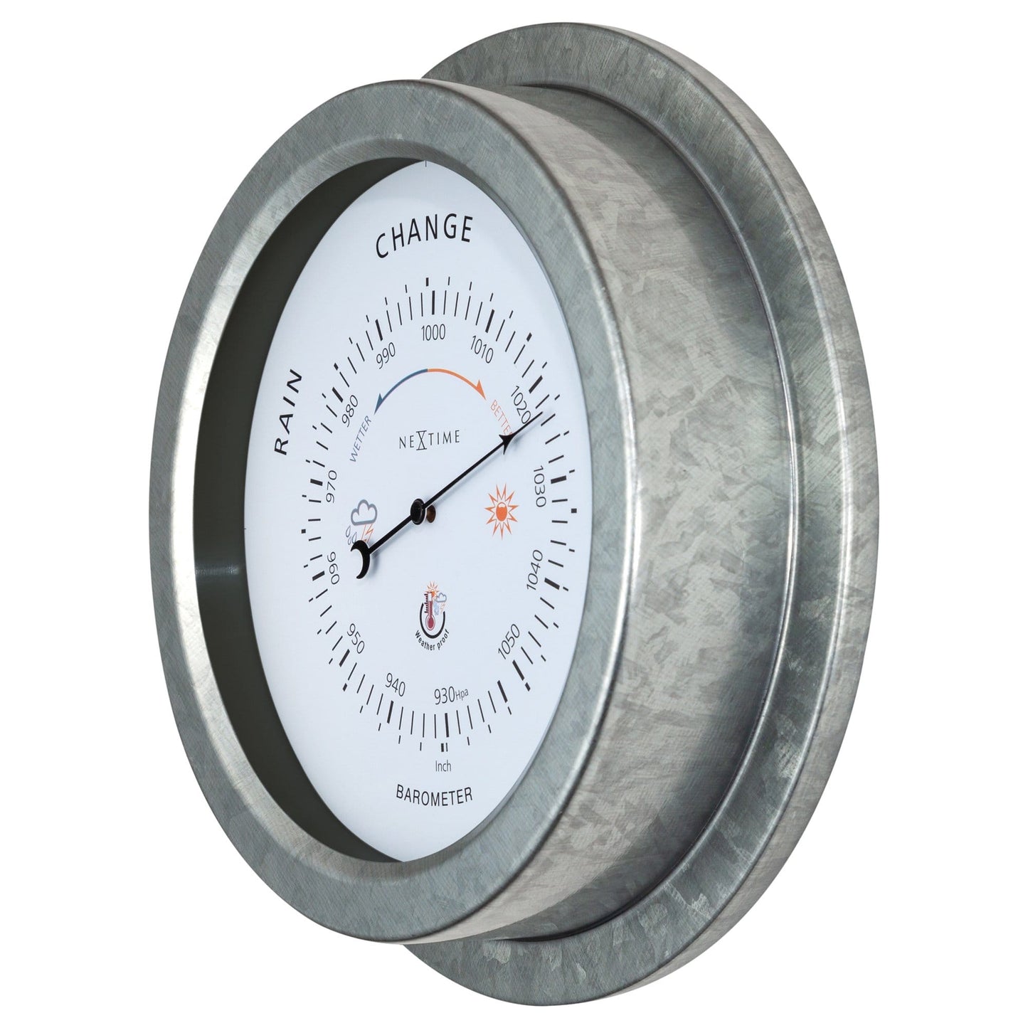 Weatherproof Barometer - 22cm - Metal - Galvanized  Orchid - Wevelnit