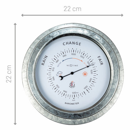 Weatherproof Barometer - 22cm - Metal - Galvanized  Orchid - Wevelnit