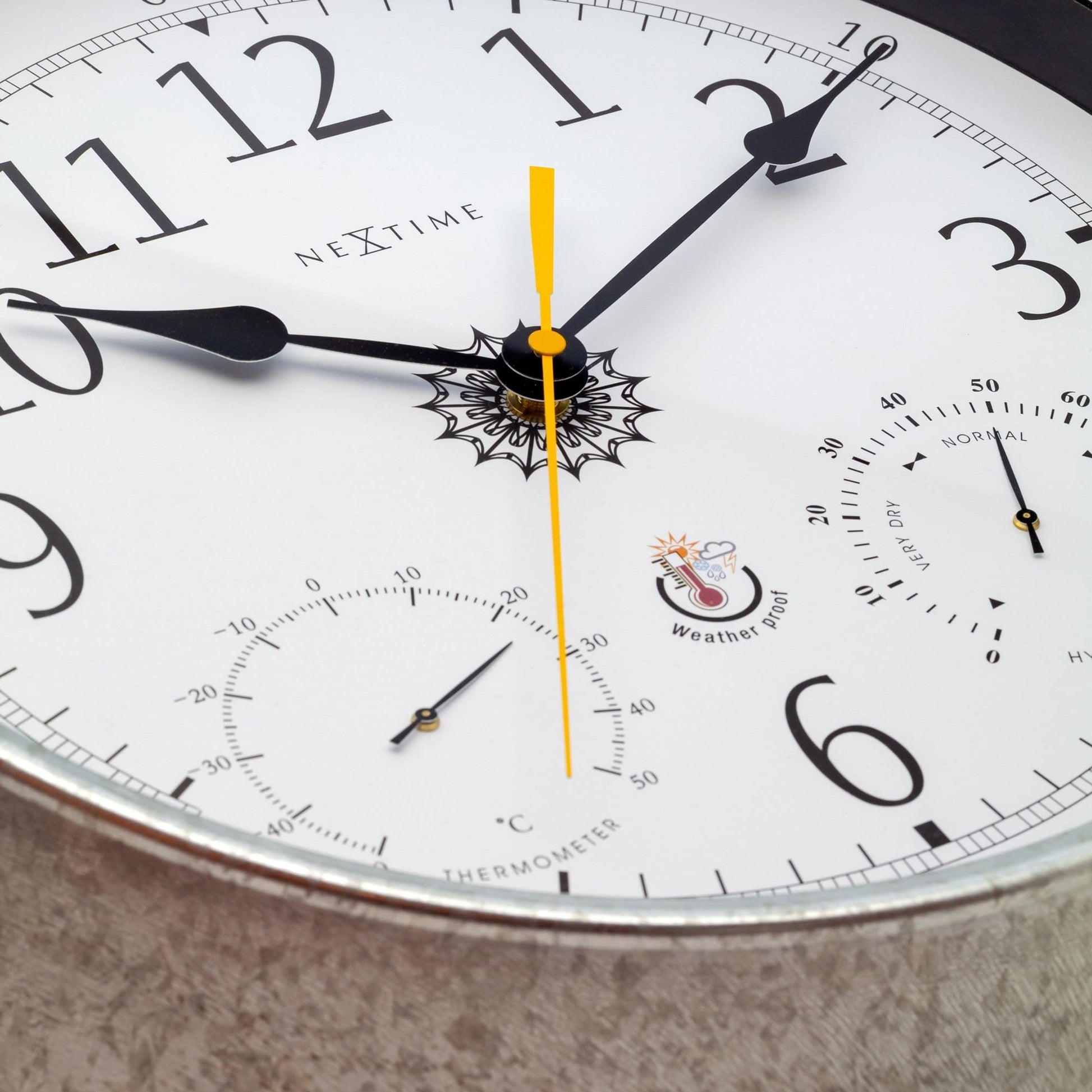 Weatherstation - Wall clock - Weatherproof - 40.5 cm - Metal - Galvanized  Tulip - Wevelnit