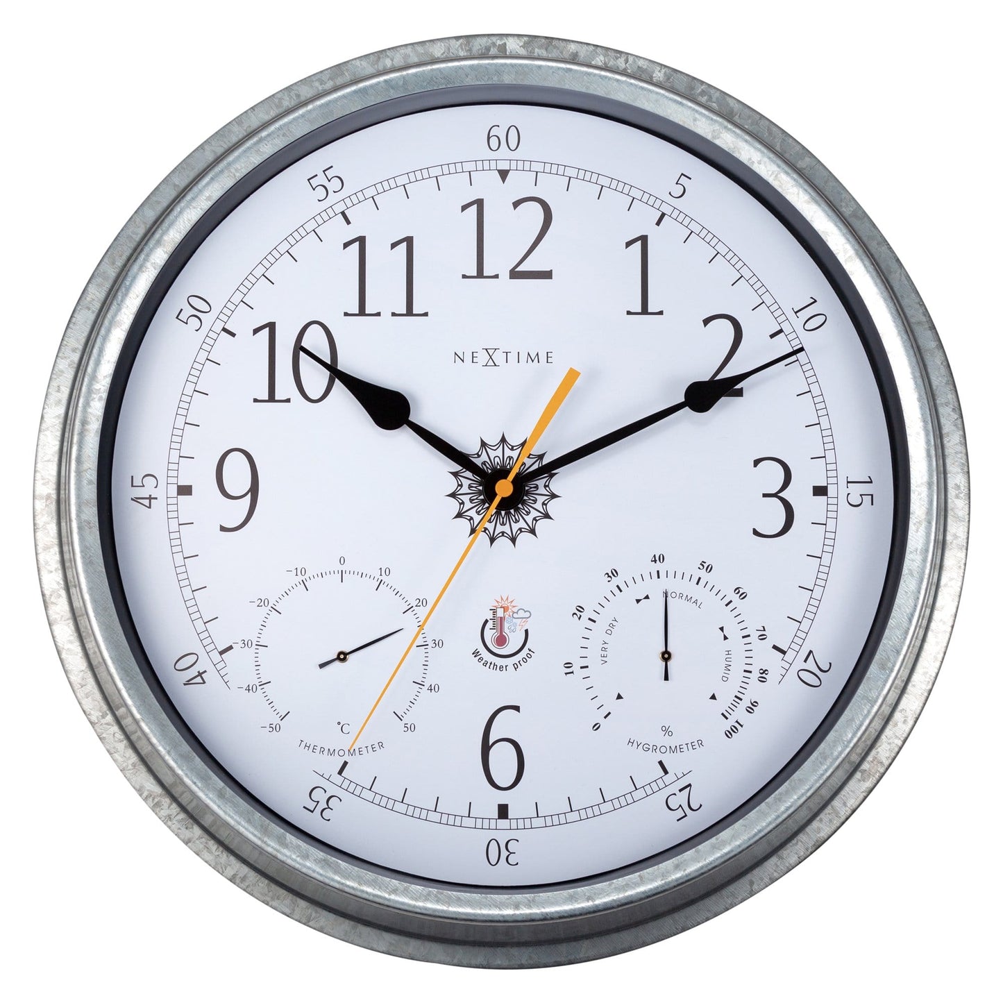 Weatherstation - Wall clock - Weatherproof - 40.5 cm - Metal - Galvanized  Tulip - Wevelnit