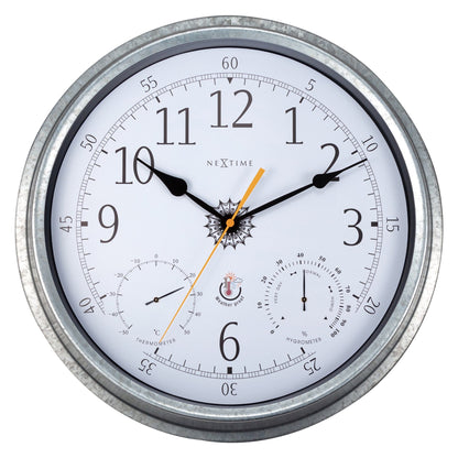 Weatherstation - Wall clock - Weatherproof - 40.5 cm - Metal - Galvanized  Tulip - Wevelnit