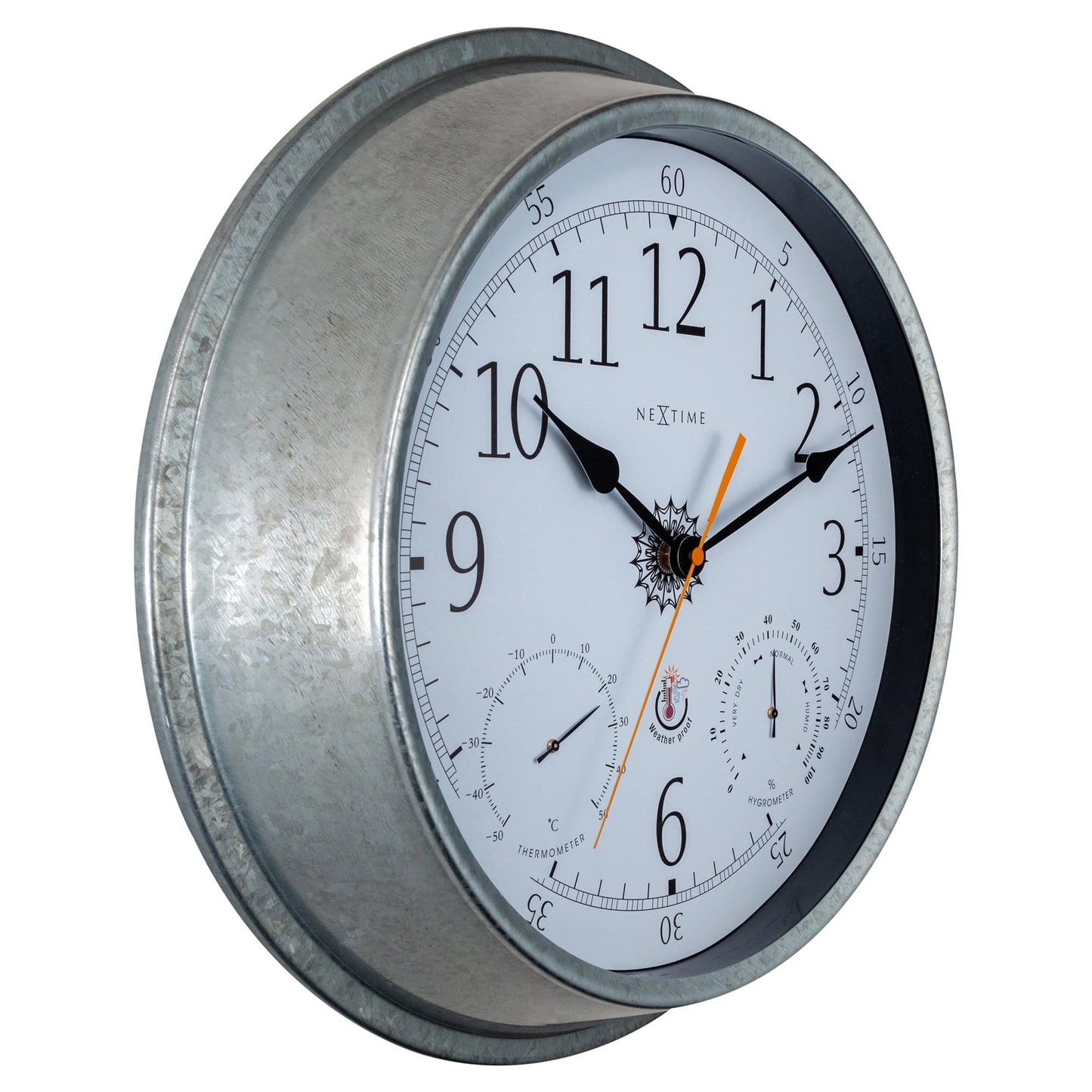 Weatherstation - Wall clock - Weatherproof - 40.5 cm - Metal - Galvanized  Tulip - Wevelnit