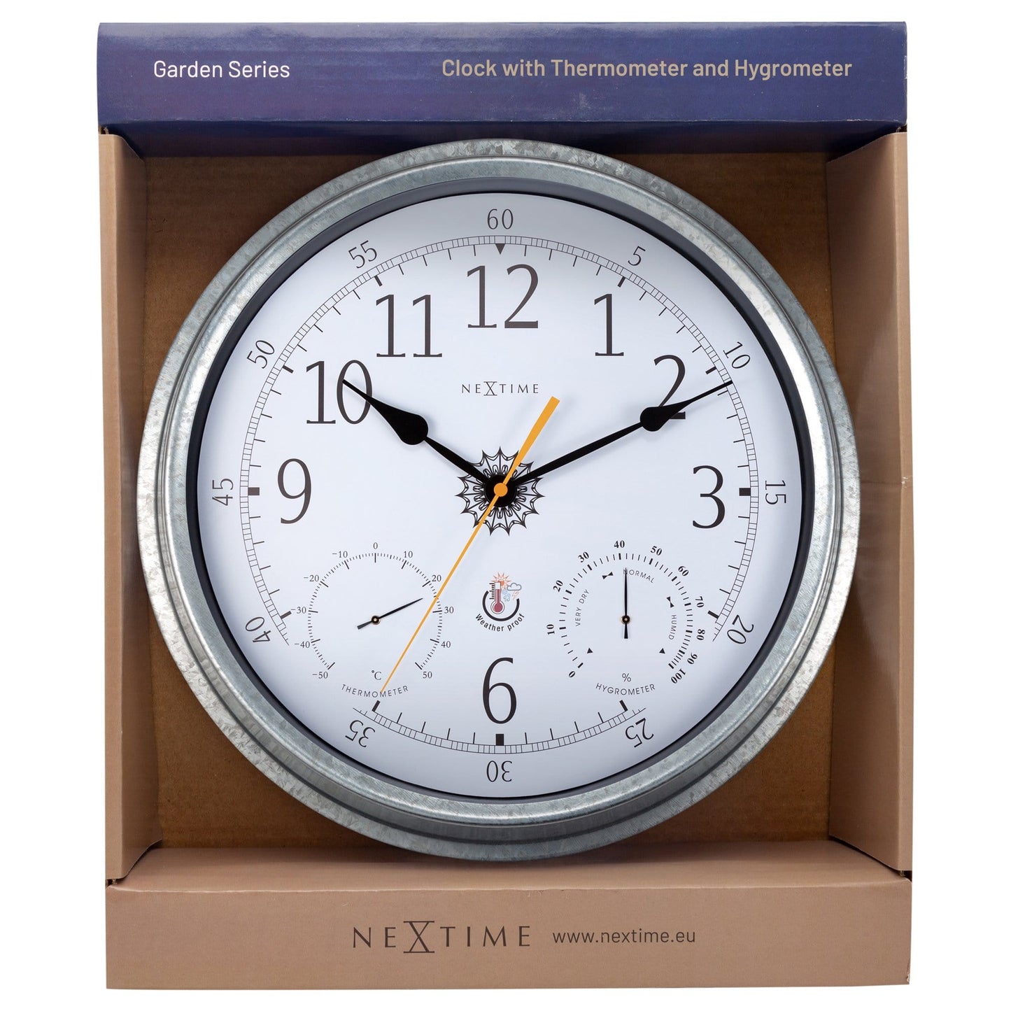 Weatherstation - Wall clock - Weatherproof - 40.5 cm - Metal - Galvanized  Tulip - Wevelnit