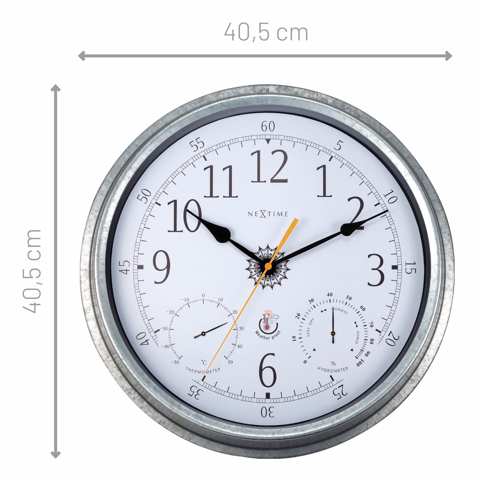 Weatherstation - Wall clock - Weatherproof - 40.5 cm - Metal - Galvanized  Tulip - Wevelnit