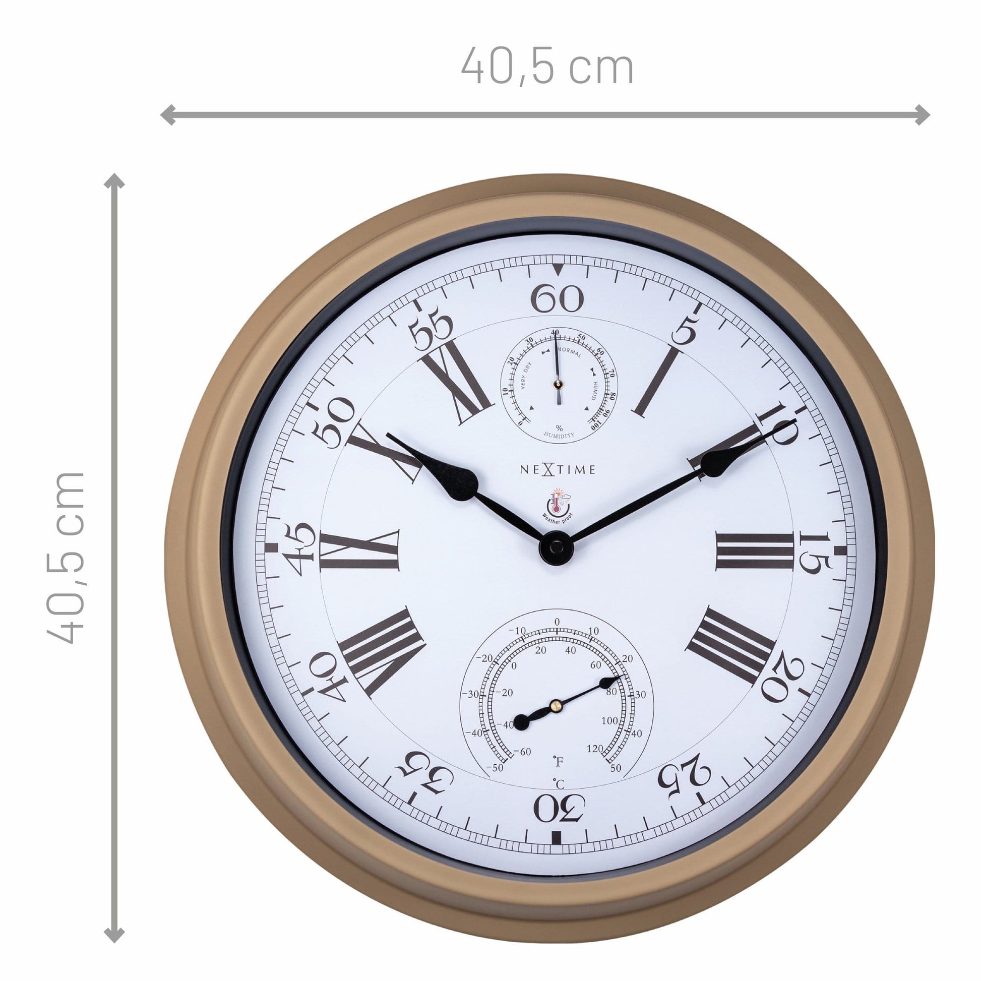 Weatherstation - Wall clock - Weatherproof - 40.5 cm - Metal -  Hyacinth - Wevelnit
