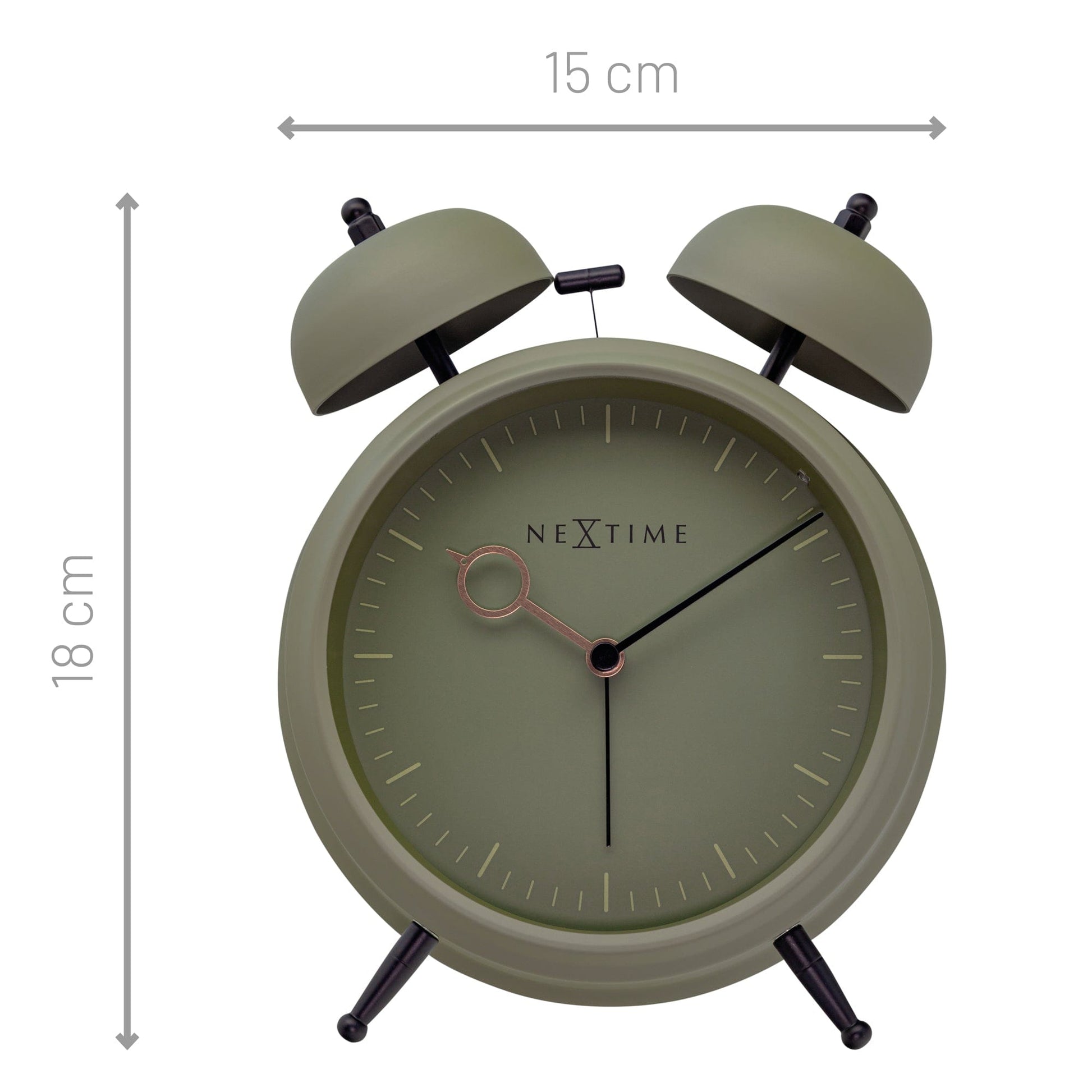Table Alarm Clock 15x18x7cm - Silent - Light function - Metal "Golden Hour" - wevelnit