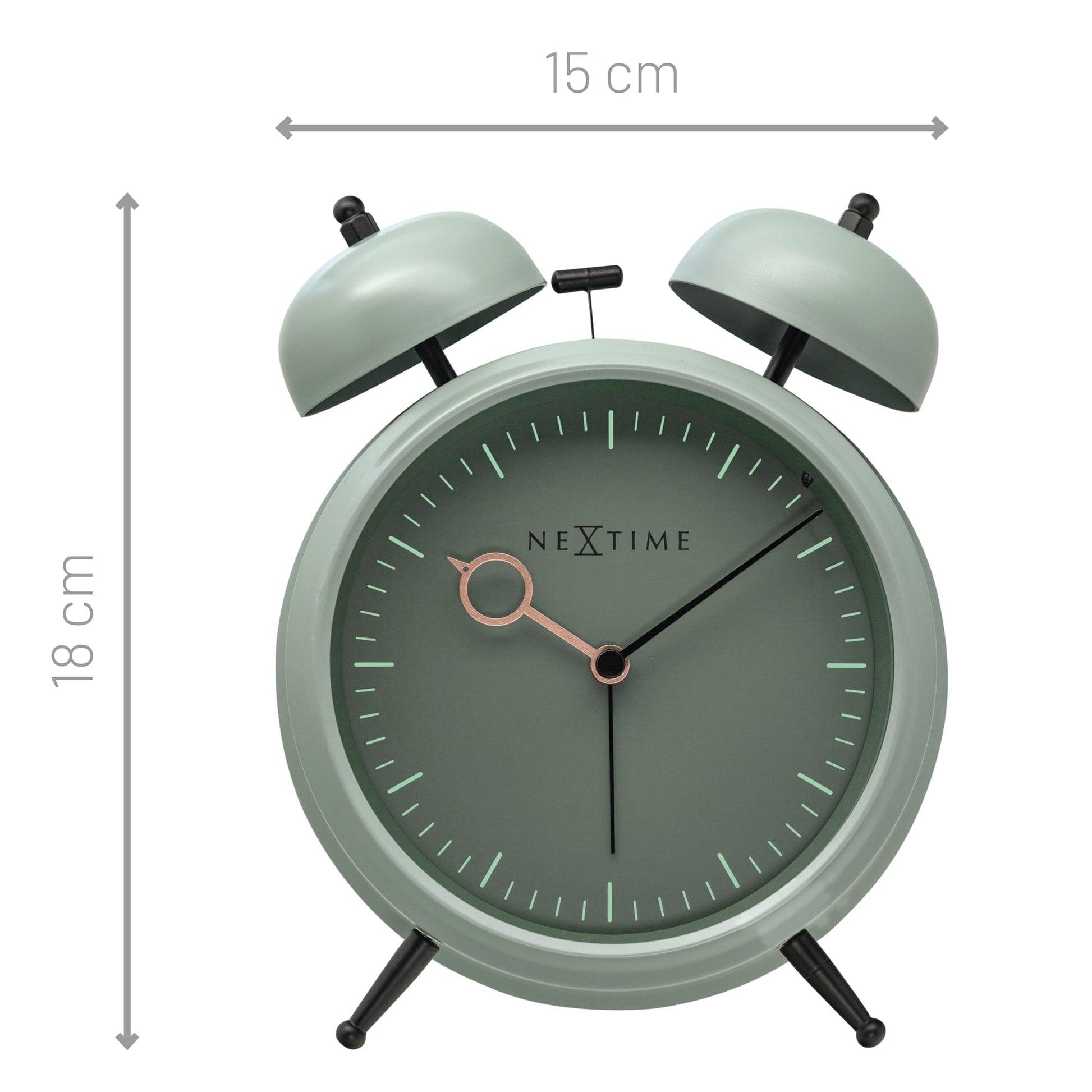 Table Alarm Clock 15x18x7cm - Silent - Light function - Metal "Golden Hour" - wevelnit