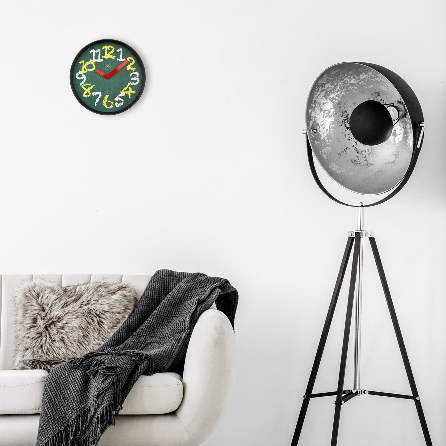 Wall clock 30cm - Silent - Green - Plastic - "Chalkboard" - wevelnit