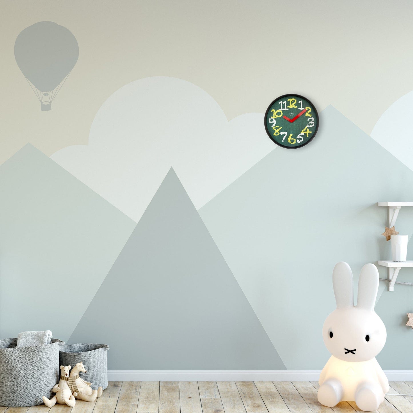 Wall clock 30cm - Silent - Green - Plastic - "Chalkboard" - wevelnit