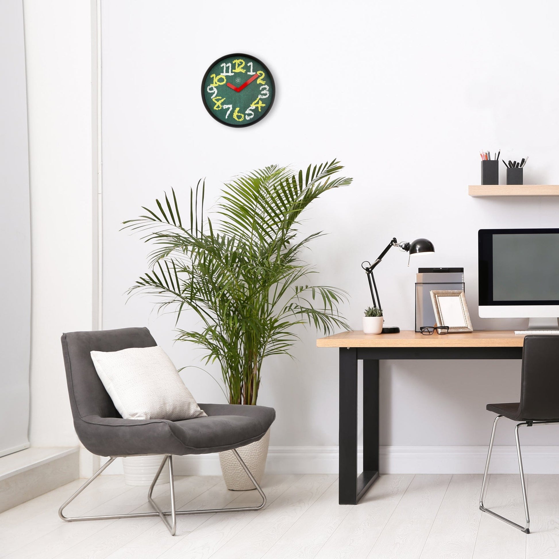 Wall clock 30cm - Silent - Green - Plastic - "Chalkboard" - wevelnit