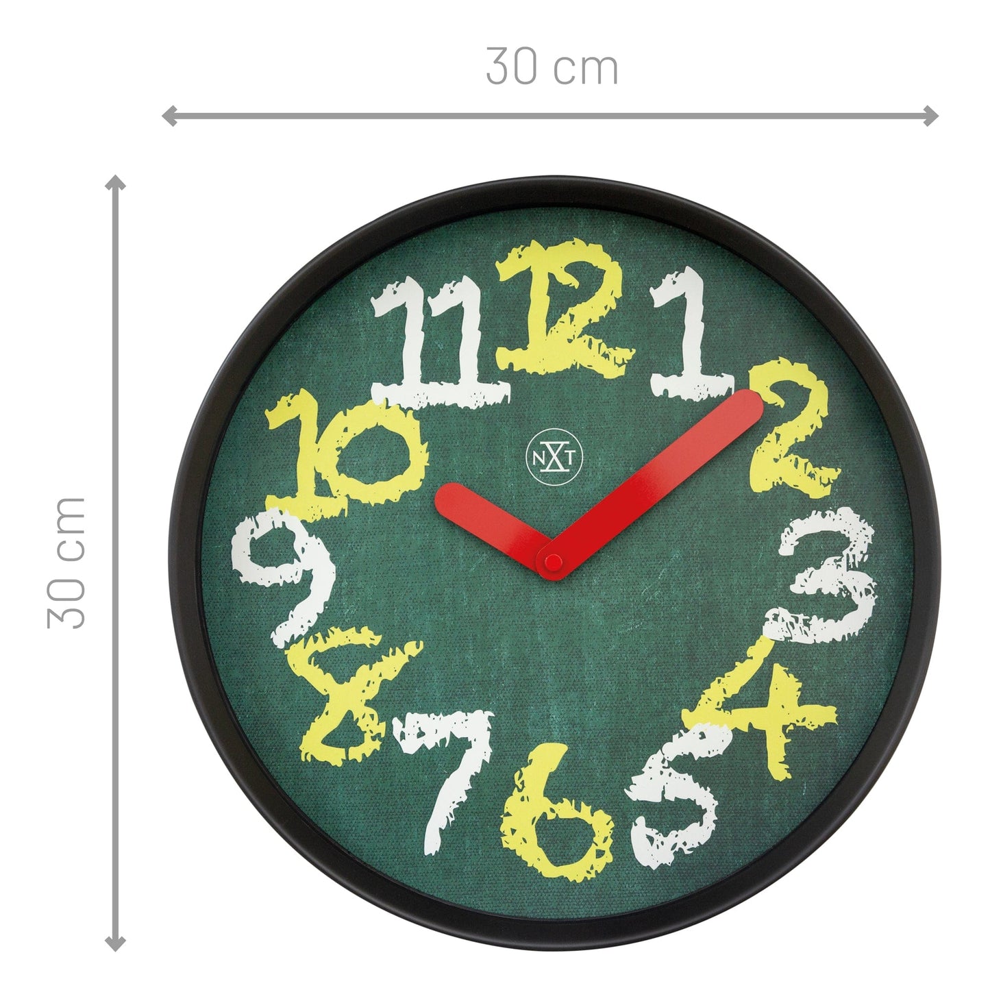 Wall clock 30cm - Silent - Green - Plastic - "Chalkboard" - wevelnit