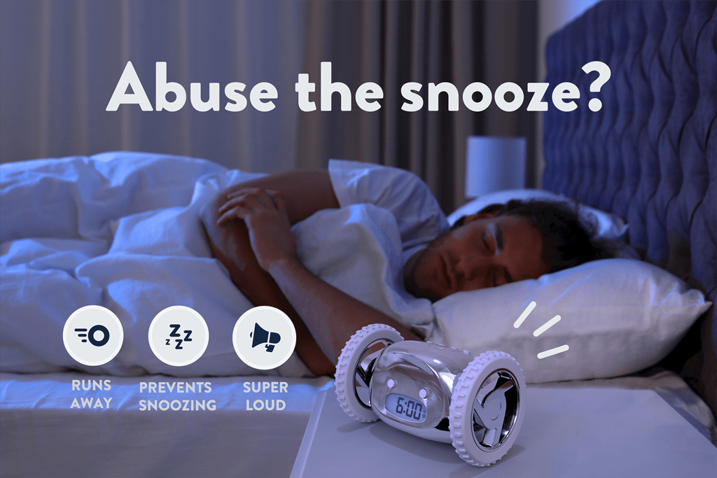 Clocky Chrome - Alarm clock on wheels - wevelnit