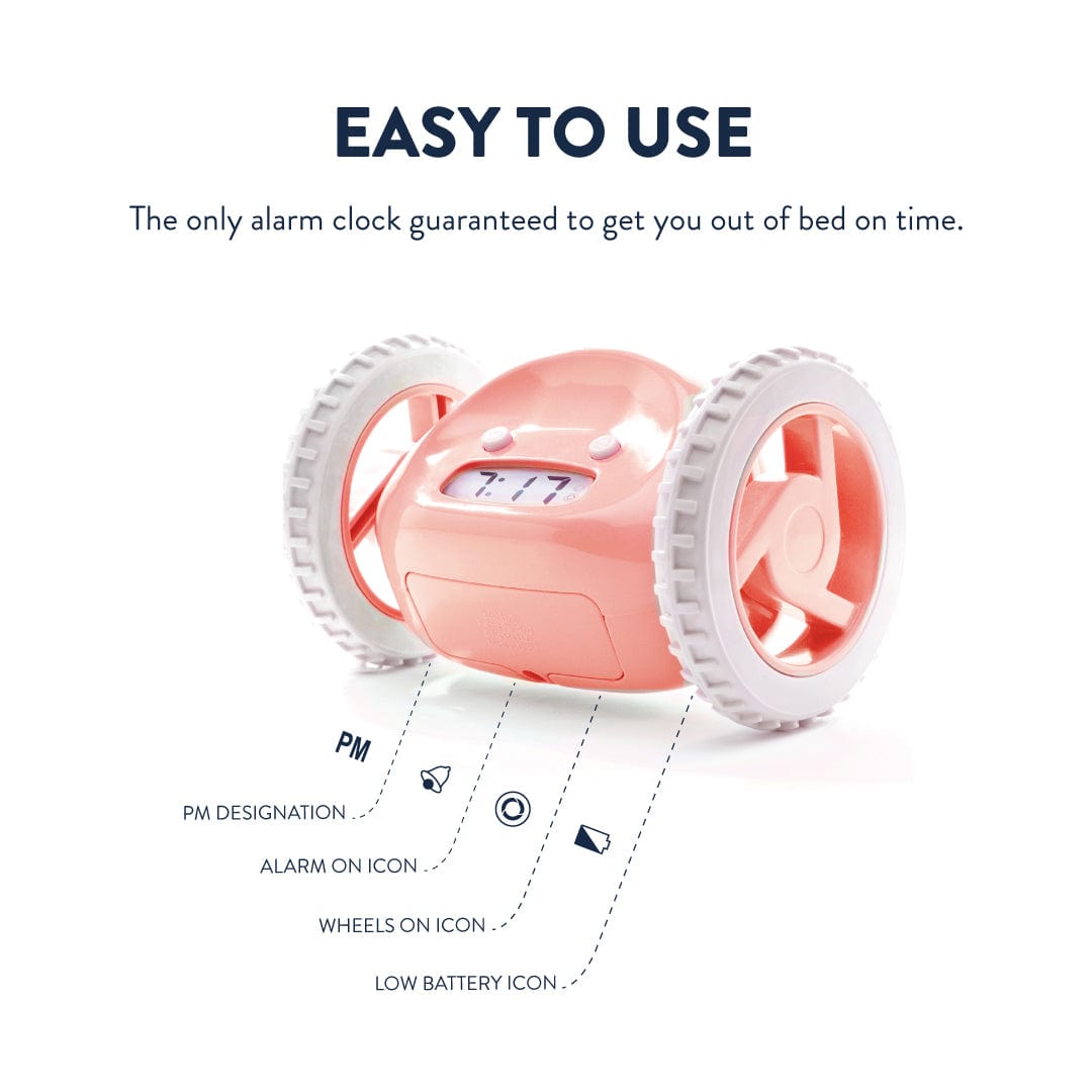 Clocky Pink - Alarm clock on wheels - wevelnit
