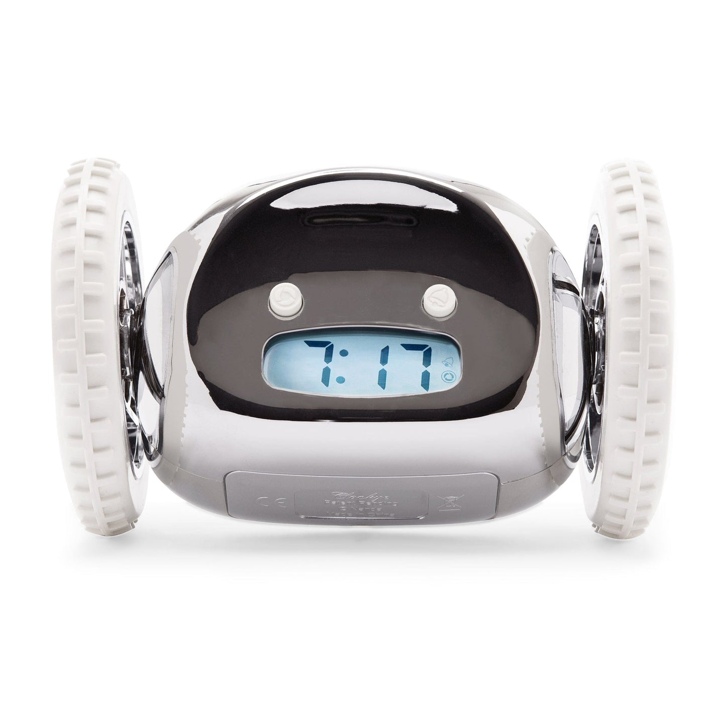 Clocky Chrome - Alarm clock on wheels - wevelnit