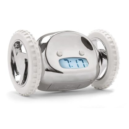 Clocky Chrome - Alarm clock on wheels - wevelnit