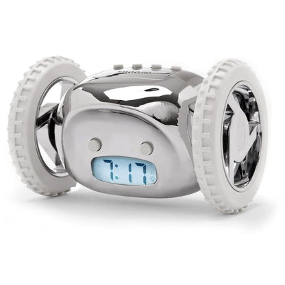 Clocky Chrome - Alarm clock on wheels - wevelnit
