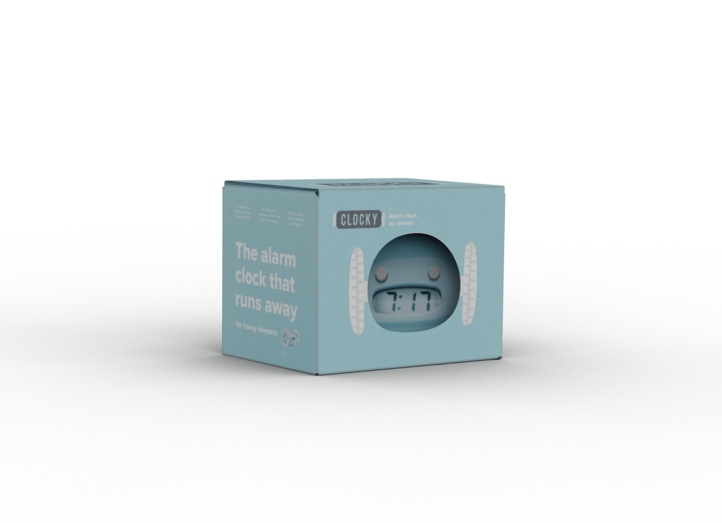 Clocky Blue - Alarm clock on wheels - wevelnit