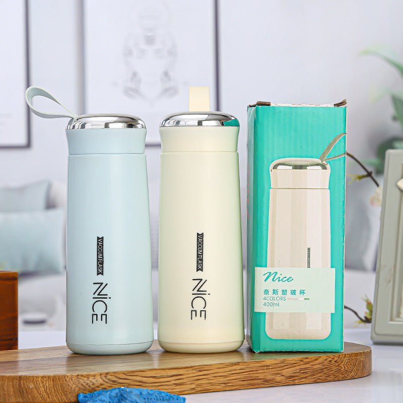 Creative Double - Layer Glass Water Cup – 400ml Eco - Friendly Insulated Tumbler - wevelnit