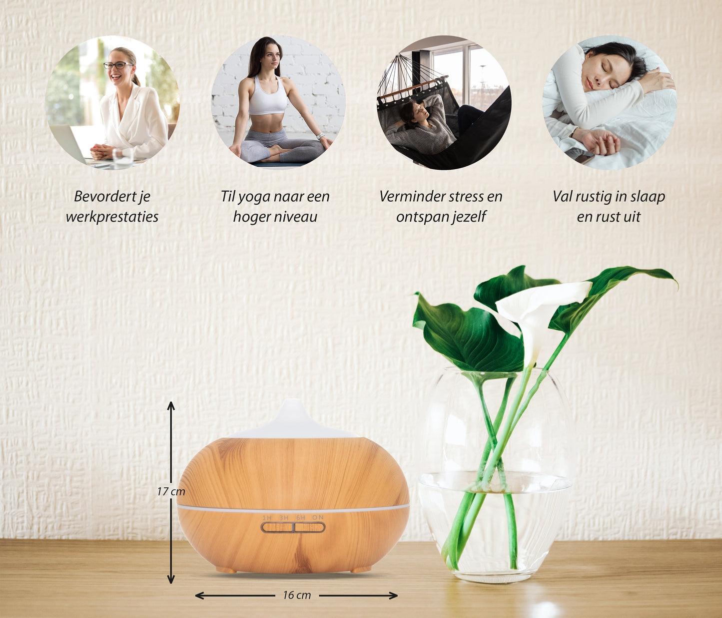 Sun Shine Pro Diffuser - Licht Hout - wevelnit