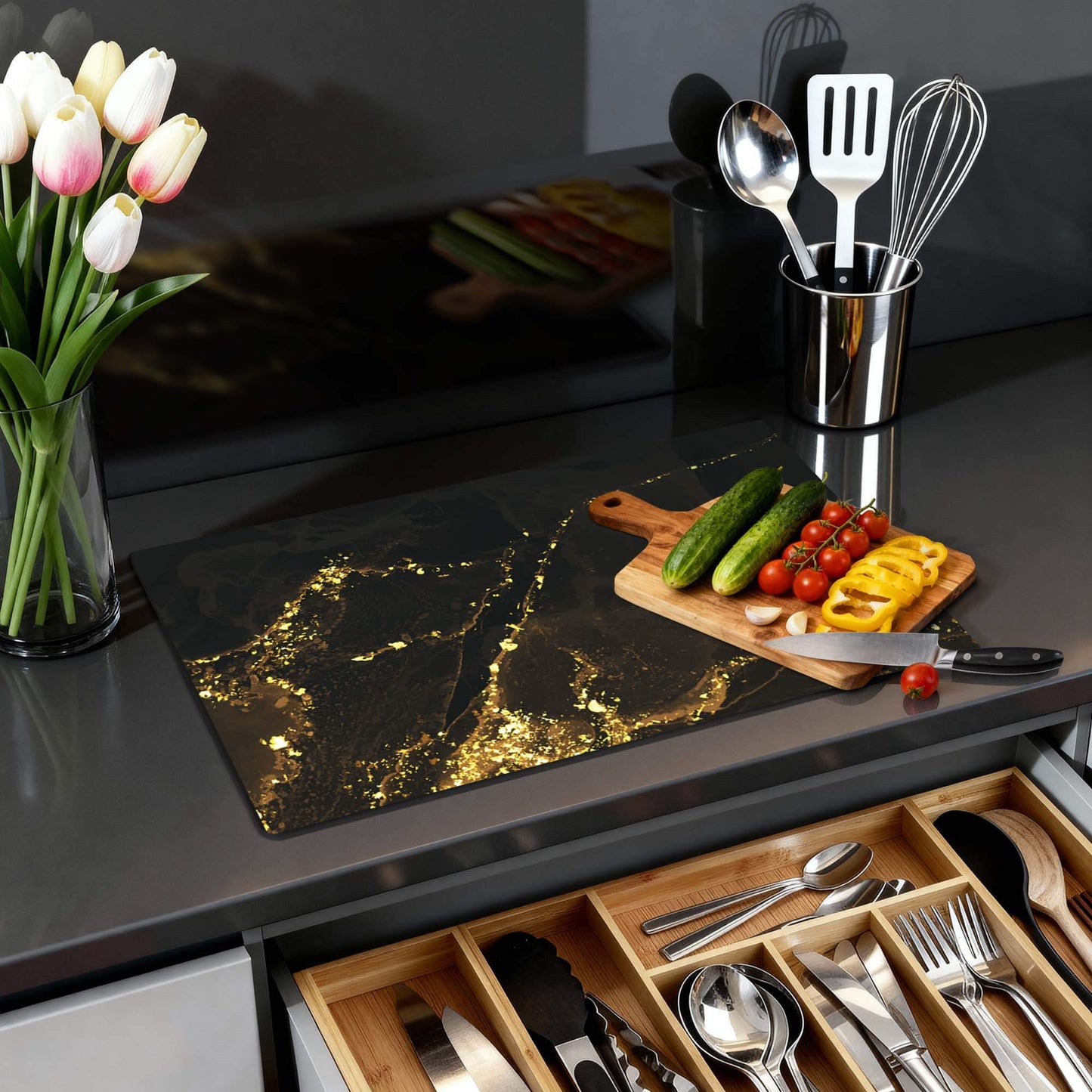 Gilded Marble – Inductie Beschermer - wevelnit