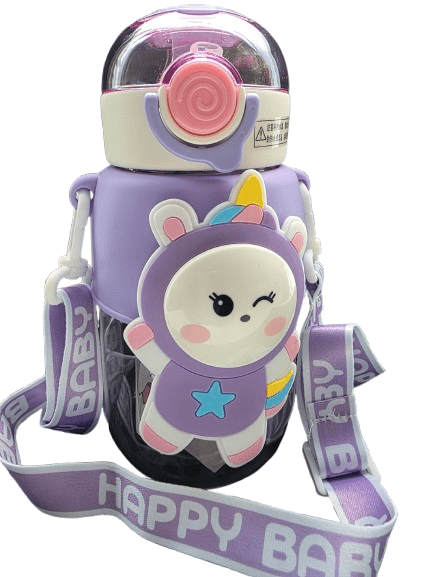 Cute Cartoon Doll Water Bottle with Straw & Lid – Leakproof Eco - Friendly - wevelnit