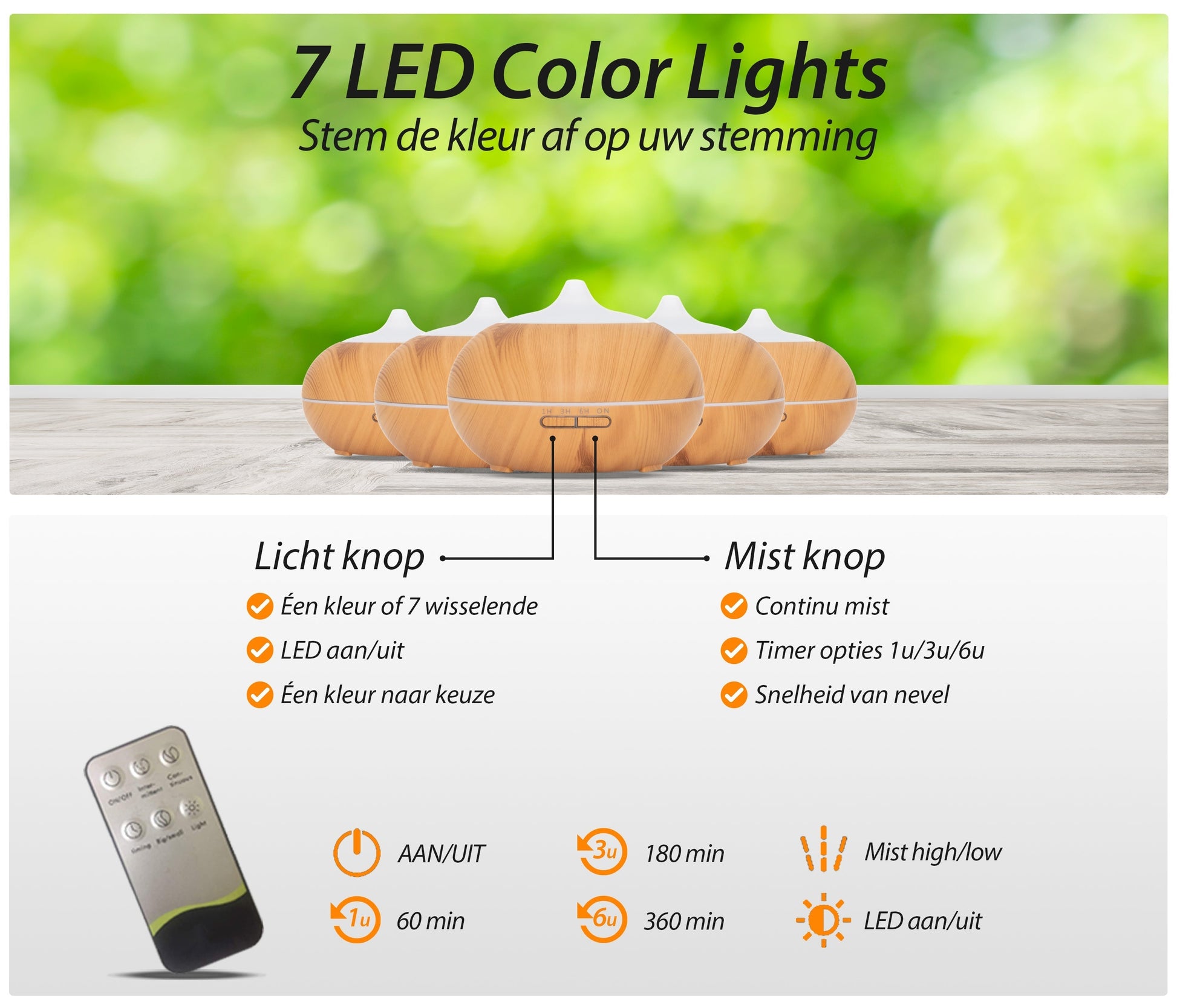 Sun Shine Pro Diffuser - Licht Hout - wevelnit