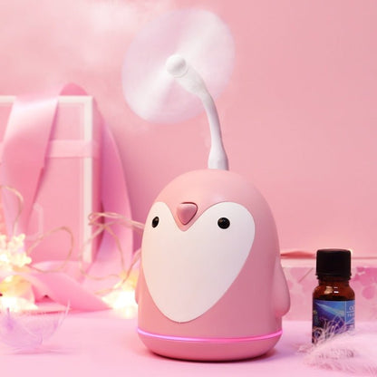 220ml Aroma Humidifier Cute Penguin USB Air Diffuser Home Office Car Mist Maker Air Purifier(Pink) - wevelnit