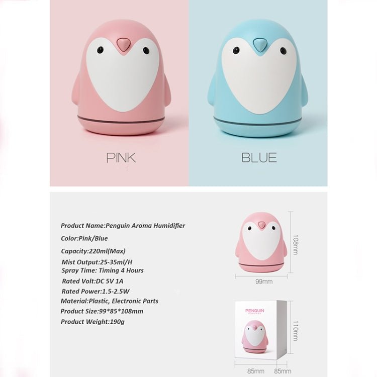 220ml Cute Penguin USB Aroma Humidifier – Air Diffuser for Home, Office & Car (Blue) - wevelnit