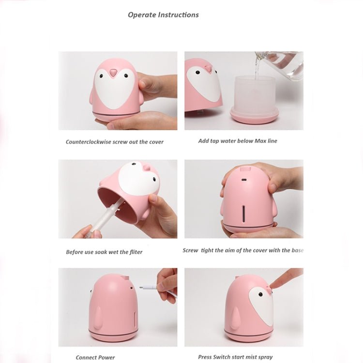 220ml Cute Penguin USB Aroma Humidifier – Air Diffuser for Home, Office & Car (Blue) - wevelnit
