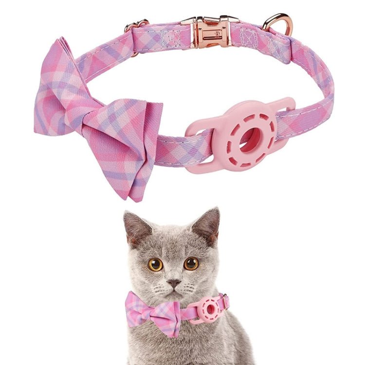 Pet Tracker Collar Insert Buckle Bow Collar For AirTag(Pink) - wevelnit