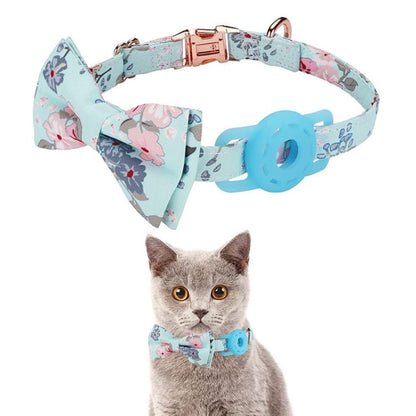 Pet Tracker Collar Insert Buckle Bow Collar For AirTag(Luminous Blue) - wevelnit