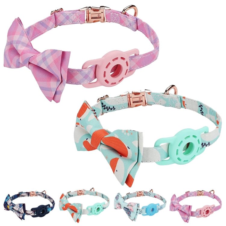 Pet Tracker Collar Insert Buckle Bow Collar For AirTag(Pink) - wevelnit