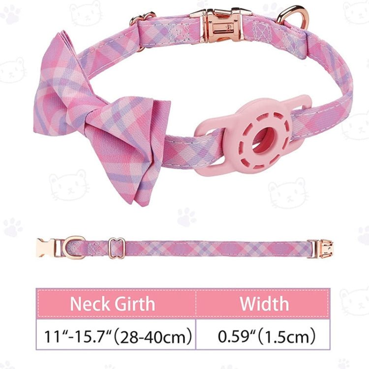 Pet Tracker Collar Insert Buckle Bow Collar For AirTag(Pink) - wevelnit