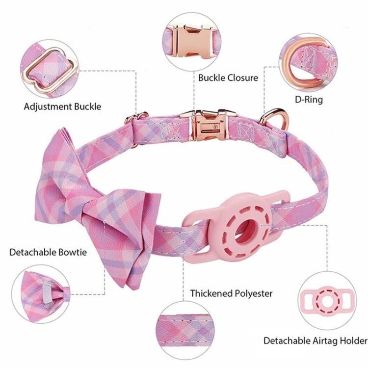 Pet Tracker Collar Insert Buckle Bow Collar For AirTag(Luminous Blue) - wevelnit