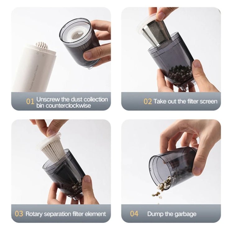 Mini Portable Wireless Car Vacuum Cleaner – Metal Filter (White) - wevelnit