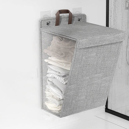 Foldable Hanging Laundry Basket Dirty Clothes Organizer with Lid, Color: Gray 56 x 39 x 13cm - wevelnit