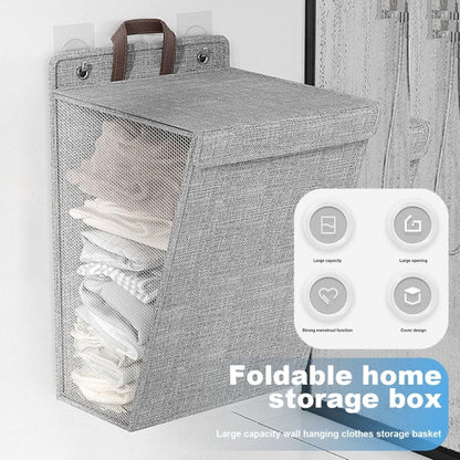 Foldable Hanging Laundry Basket Dirty Clothes Organizer with Lid - wevelnit