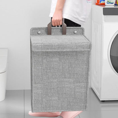 Foldable Hanging Laundry Basket Dirty Clothes Organizer with Lid - wevelnit