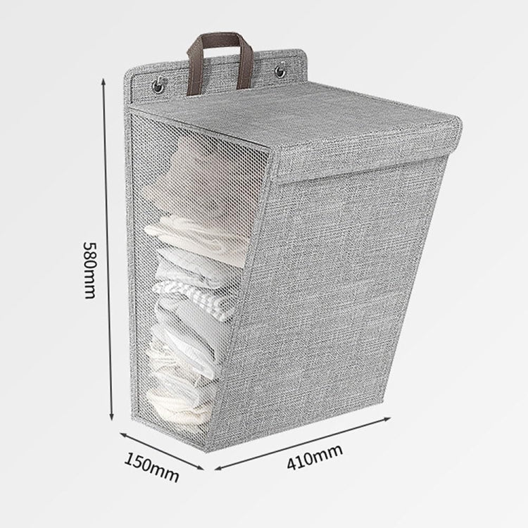 Foldable Hanging Laundry Basket Dirty Clothes Organizer with Lid, Color: Gray 56 x 39 x 13cm - wevelnit