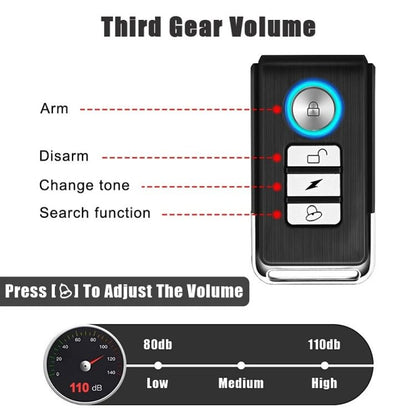 SF32R+03C Electric Motorcycle / Bike Anti - theft Alarm Home Wiring Free Vibration Alarm - wevelnit